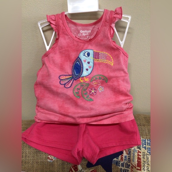 Vintage Oshkosh Girls 2 PC Embroidered Front Toucan Bird Outfit Size 3T - Picture 5 of 14